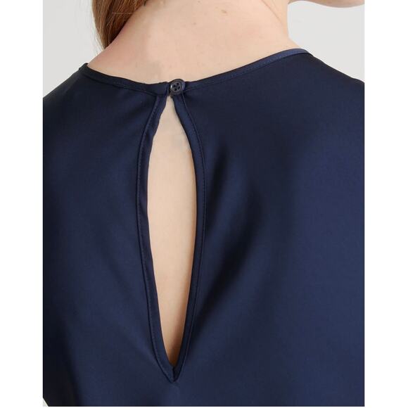 Quince Wm's Washable Stretch Silk Tank Midi Dress Navy Sz S #88 - Picture 4 of 5